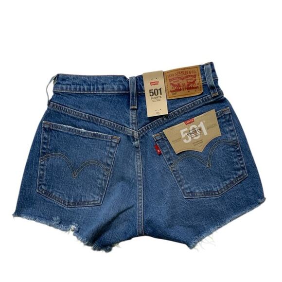 Levis 501 Red Tab Short Jeans Womens 24 High Rise Cut Off Summer Sexy Denim NWT - Picture 5 of 11